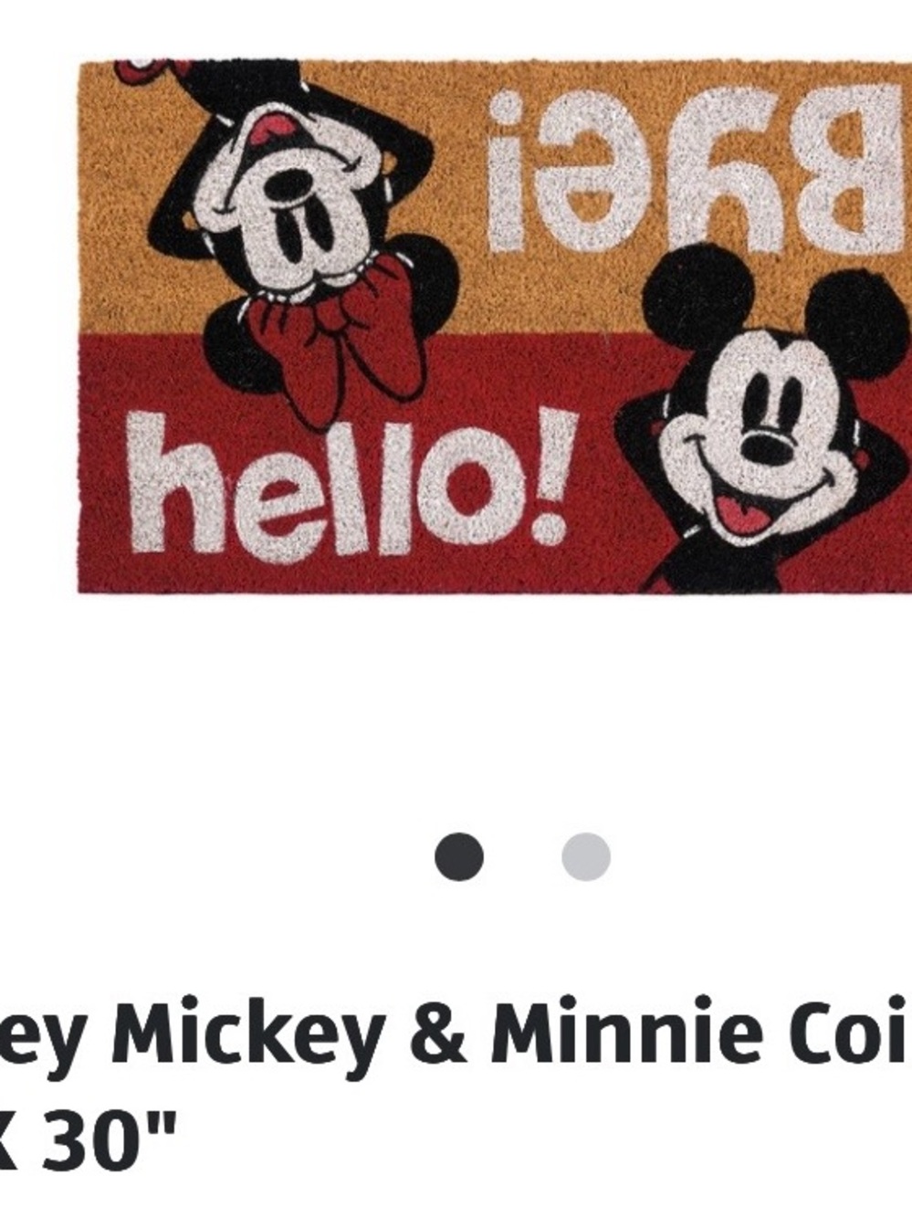 Disney Mickey & Minnie Coir Welcome Mat - Red & Tan